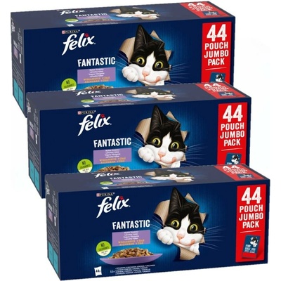 Felix Fantastic s hovězím kuřetem lososem a tuňákem v želé 132 x 85 g