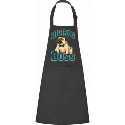 Dobrý Triko Zástěra s potiskem Big pug boss Antracitová