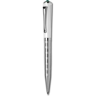 Art Crystella kuličkové pero Rialto bílá-stříbrná tyrkysový krystal Swarovski 14 cm 1805XGF4