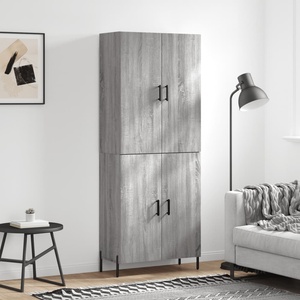 vidaXL Висок шкаф, сив сонома, 69, 5x34x180 см, инженерно дърво (3195689)