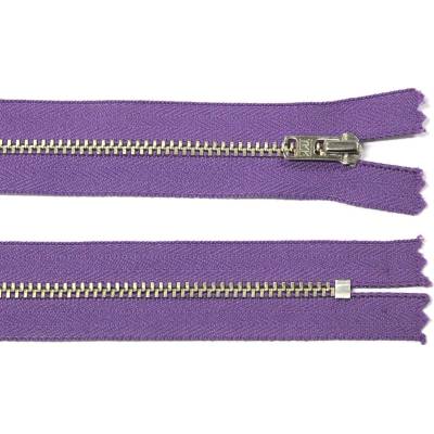 Kovový zip no.3 nerozepínací 20cm fialový (stříbrné zoubky) YKK