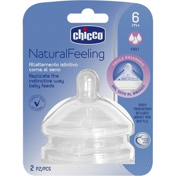 Chicco cumlík na fľašu Natural Feeling silikón rýchly prietok 2 ks V001515