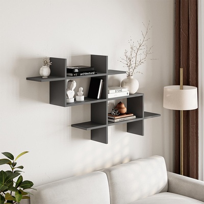 TopMebel Меламинов рафт Halic в антрацитен цвят 150x22x82см