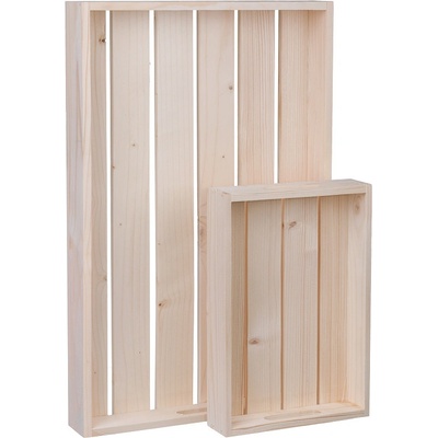 ČistéDrevo Drevené debničky - komplet 2 ks (56 x 36 x 6 cm + 32 x 22 x 6 cm)