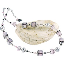 Lampglas Romantický náhrdelník delicate pink s rýdzim striebrom v perlách NCU40