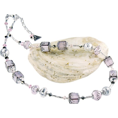 Lampglas Romantický náhrdelník delicate pink s rýdzim striebrom v perlách NCU40