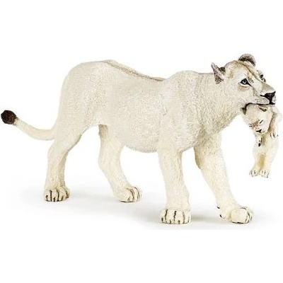 Papo - Фигурка за колекциониране и игра - Бяла лъвица с бебе (50203)