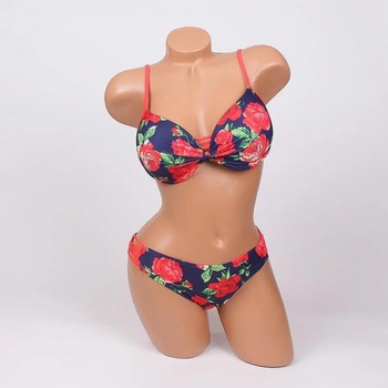 Image 1 of Стилен бански в тъмносиньо с червени рози - чашка b