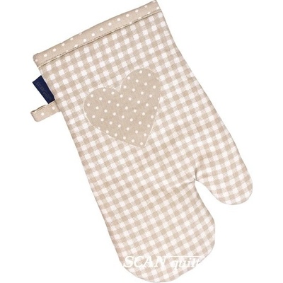 SCANquilt chňapka RUKAVICE DEKORO pepito + srdce béžovobílá 14 x 31 cm