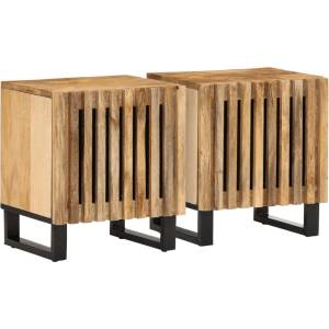 vidaXL Нощни шкафчета, 2 бр, 40x34x46 см, грубо дърво масив (377417)