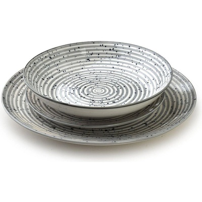MONDEX Порцеланов сервиз за хранене stripes grey 18 части (2122)