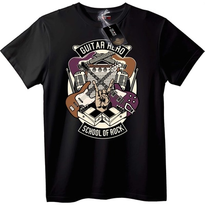 NOONEBRAND Тениска Guitar Hero Рок училище - 2XL, Black
