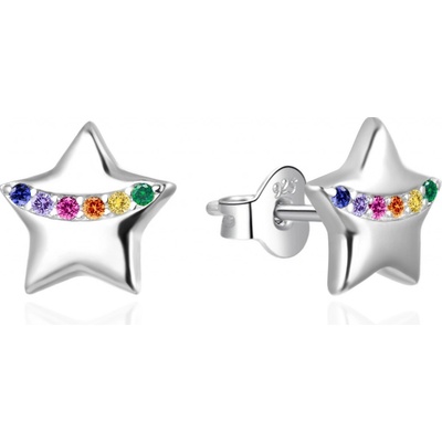 Agato Stříbrné náušnice Hvězdičky s barevnými zirkony AGT-E165PC