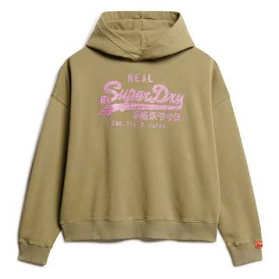Суичър Superdry Vl Rhinestone Relaxed hoodie - Green (Dark Sage Green)