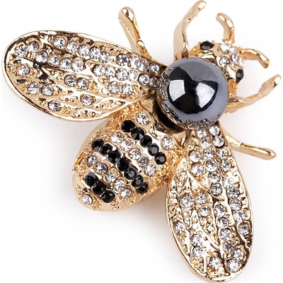 Stoklasa brož s broušenými kamínky a perlou včela 4 crystal zlatá
