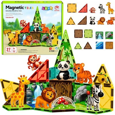 mamido Magnetická stavebnica Zoo 27 ks