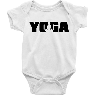 Yoga nápis Body dojčenské s krátkym rukávom biele