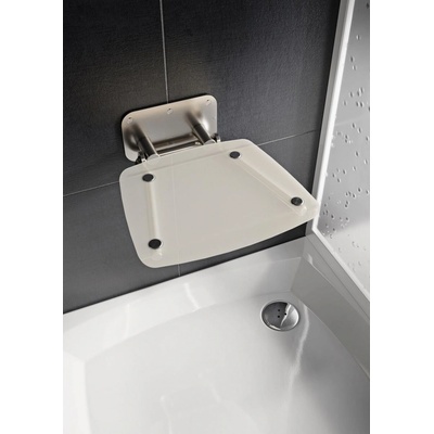 Ravak Ovo B II - Sprchové sedátko Opal, 360 x 360 mm, nerez/průsvitně bílá, B8F0000052
