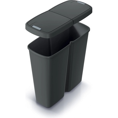 Prosperplast Odpadkový koš COMPACTA Q DUO recyklovaný čierny s čiernym víkem, objem 50l