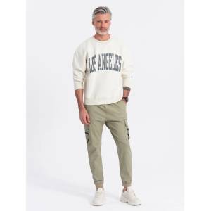 Ombre Clothing Мъжки товарни панталони джогингър в цвят каки Ombre Clothing Ombre Clothing | Zelen | МЪЖЕ | 36/32