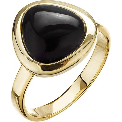 Evolution Group Pozlacený prsten trojúhelník s onyxem 15027.3