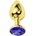 Sensual Метално дилдо Butt Plug "GOLD CRYSTAL DARK BLUE" 8 см. Размер - М