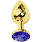 Sensual Метално дилдо Butt Plug "GOLD CRYSTAL DARK BLUE" 8 см. Размер - М
