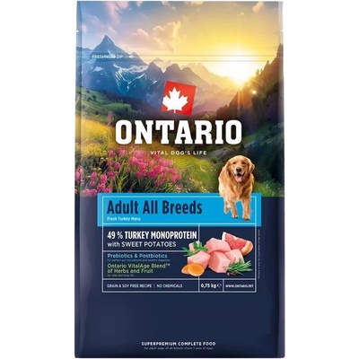 ONTARIO Adult All Breeds Monoprotein Turkey & Sweet Potatoes 0, 75 кг
