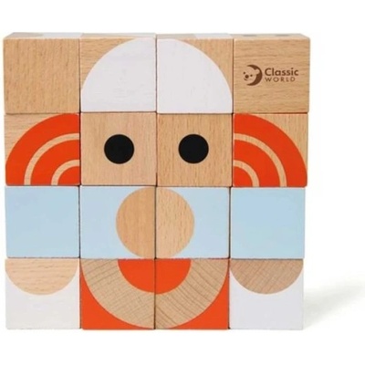 Classic World Детски пъзел от дървени кубчета - геометрични фигурки