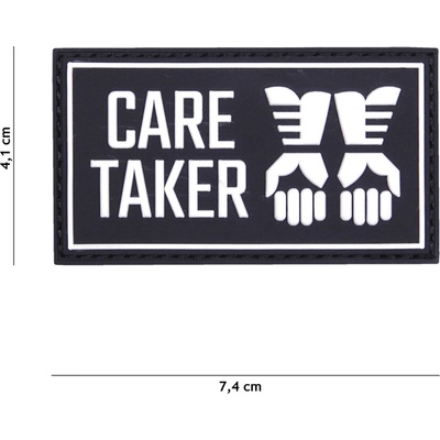 Gumová nášivka 101 Inc nápis Care Taker - čierna