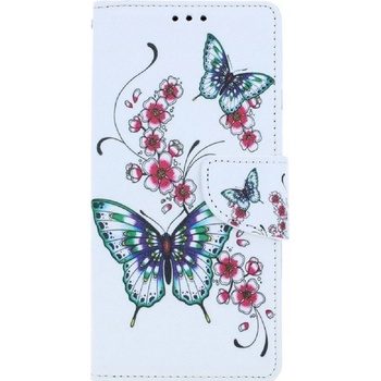 Pouzdro TopQ iPhone SE 2020 knížkové Motýlci s květinou