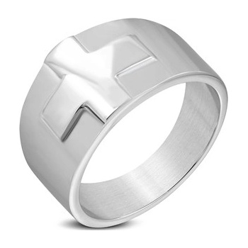 Šperky4U Pánský ocelový prsten kříž OPR1633