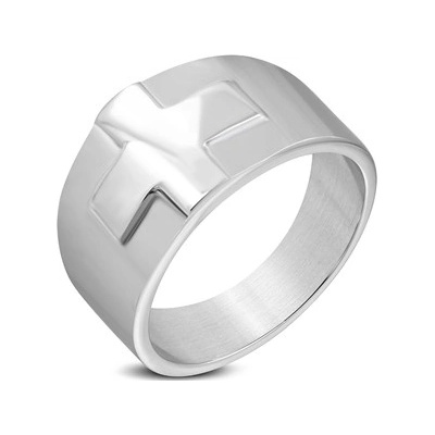 Šperky4U Pánský ocelový prsten kříž OPR1633