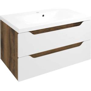 SAPHO Wave - Шкаф за мивка 80x45x48 см, 2 чекмеджета, бяло/дъб Колингууд WA080-3019 (WA080-3019)