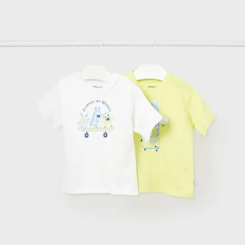 Image 1 of MAYORAL Сет тениски с къс ръкав "monster" лайм и бяло за бебе момче Mayoral