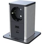 Digitel POP UP 1хКОНТАКТ ШУКО+ 1хUSB A/C 20W, ЧЕРЕН/ИНОКС (6332D)