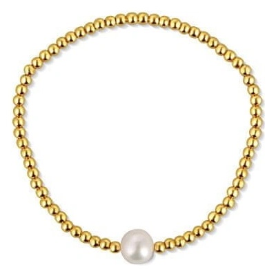 JwL Luxury Pearls pozlátený korálkový náramok s pravou sladkovodnou perlou JL0714