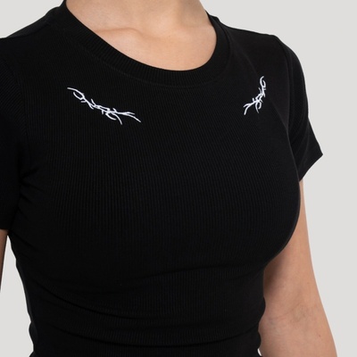 GymBeam Dámske tričko Tribal Ribbed Black