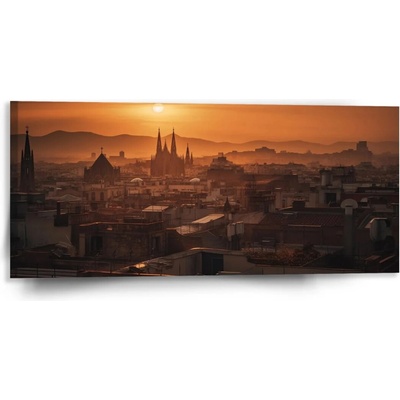 Sablio Obraz Barcelona Night Skyline - 110x50 cm