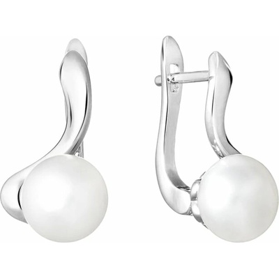 Eppi Strieborné náušnice s bielymi perlami Comet E41402