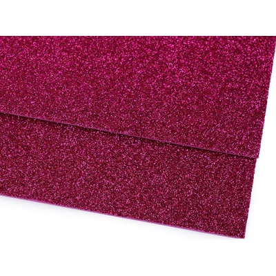 Pěnová guma Moosgummi 20x30cm, 750861 jednobarevná 21 růžová tmavá, tloušťka 1,9mm, s glitry