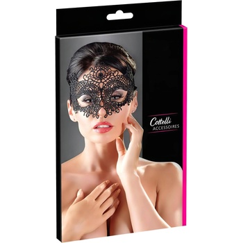 Cottelli Котели - Бродирана дантелена маска (черна)
