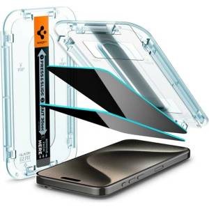 Spigen iPhone 15 Pro Max SPIGEN EZ FIT екранен протектор стъкло 2бр 2.5D, 9H + рамка, TRANSFER AGL06874 (AGL06874)