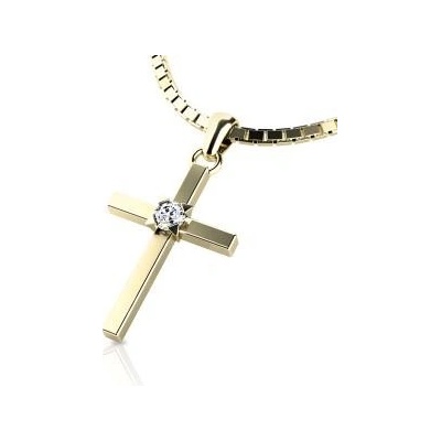 Pattic Zlatý príves kříž s diamantem G1087205