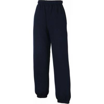 Fruit of the Loom dětské tréninkové teplákové kalhoty s uzavřeným spodním lemem modrá námořní tmavá