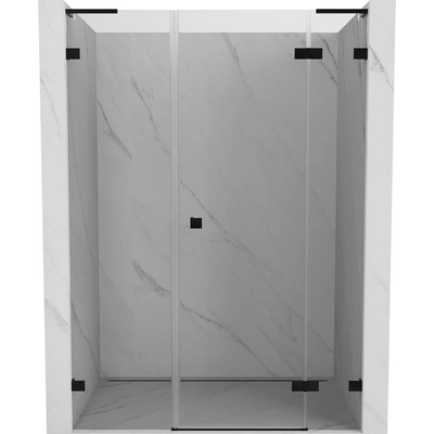 Mexen Lunar L, врати за душ кабина, тип панти, десни, 130 см, прозрачни, черни - 834SL-130-050-70-00-P (834SL-130-050-70-00-P)