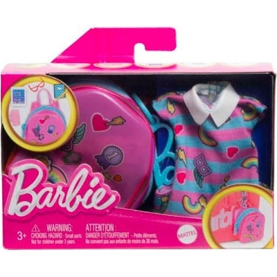 Mattel Barbie premium módní set kabelka/taška s pruhovaným oblečkem a doplňky