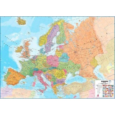 Obří Evropa politická - magnetická nástěnná mapa 170 x 124 cm ve stříbrném hliníkovém rámu