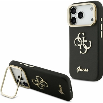 GUESS PU Grained 4G Logo Stand Camera Frame Заден Калъф за iPhone 17 Pro Черен Guess | Cheren | МЪЖЕ | UNI