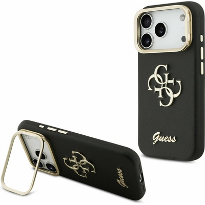 GUESS PU Grained 4G Logo Stand Camera Frame Заден Калъф за iPhone 17 Pro Черен Guess | Cheren | МЪЖЕ | UNI
